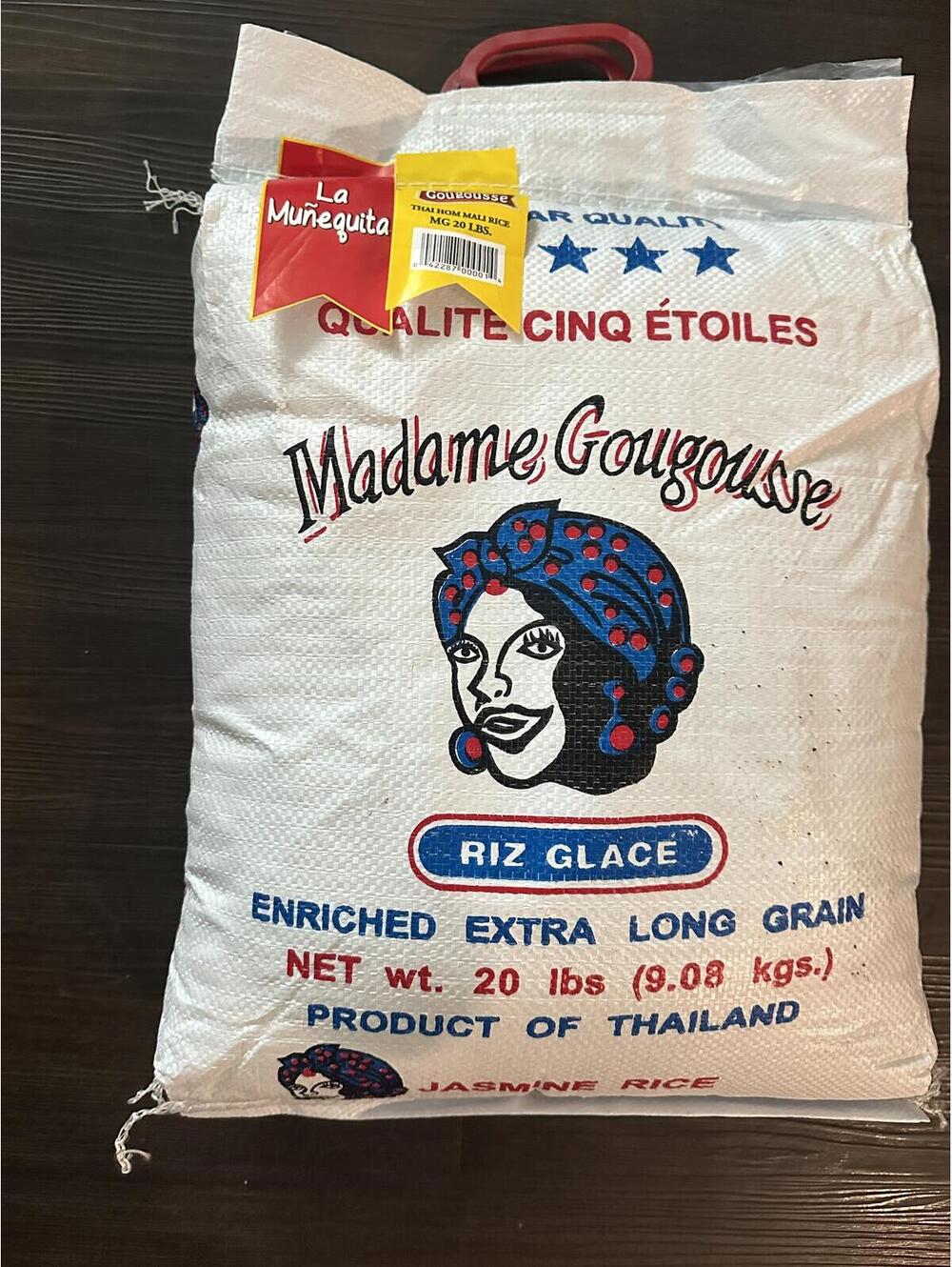 Madame Gougousse Jasmine Rice 20 lb Sack, Product of Thailand